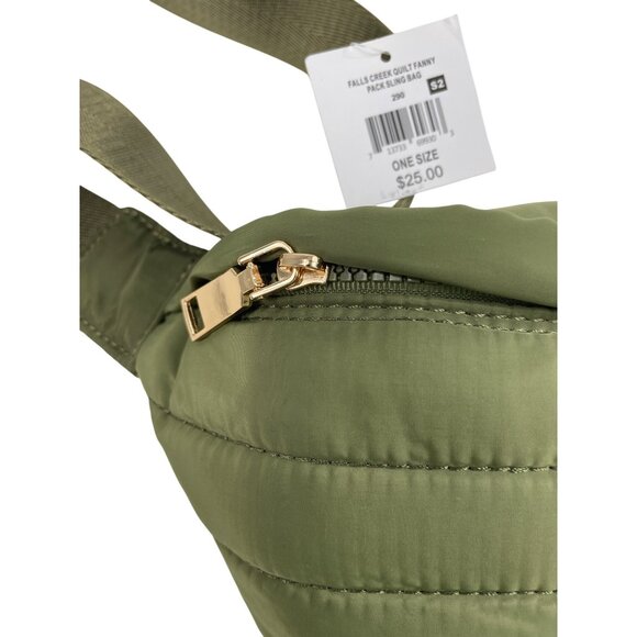 Falls Creek Quilted Fanny Pack Sling Bag Olive Adjustable Strap Lightweight - Picture 6 of 9